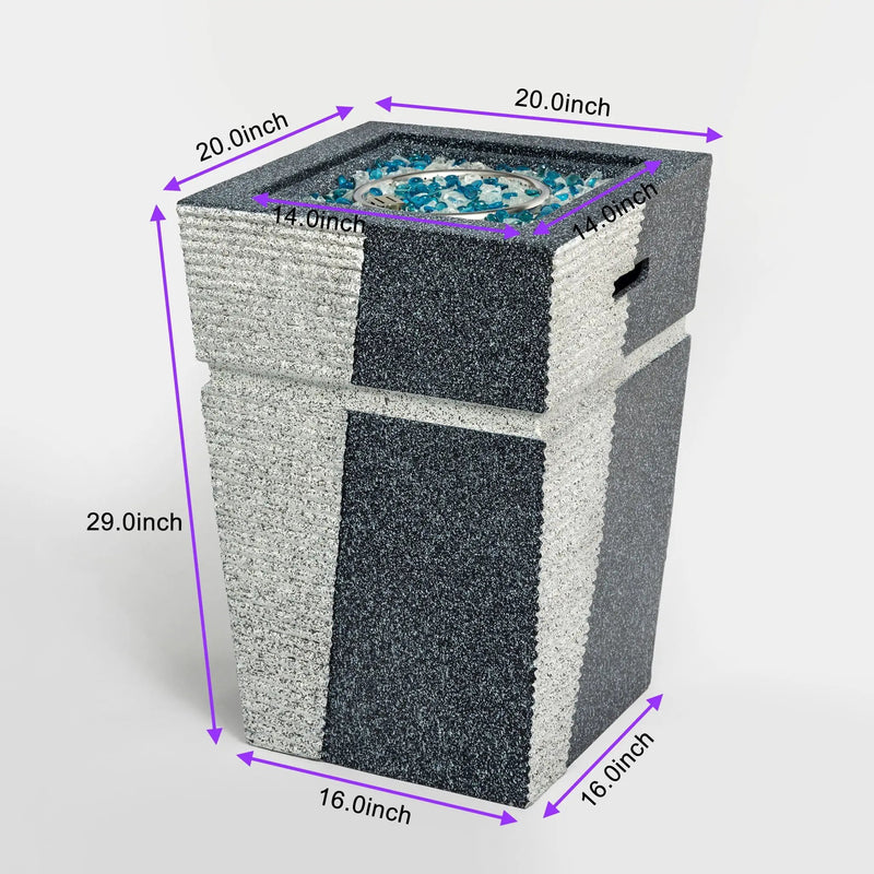 Propane, Gas 50000 Btu Square Fire Pit Table For Outside - Light Gray Blue