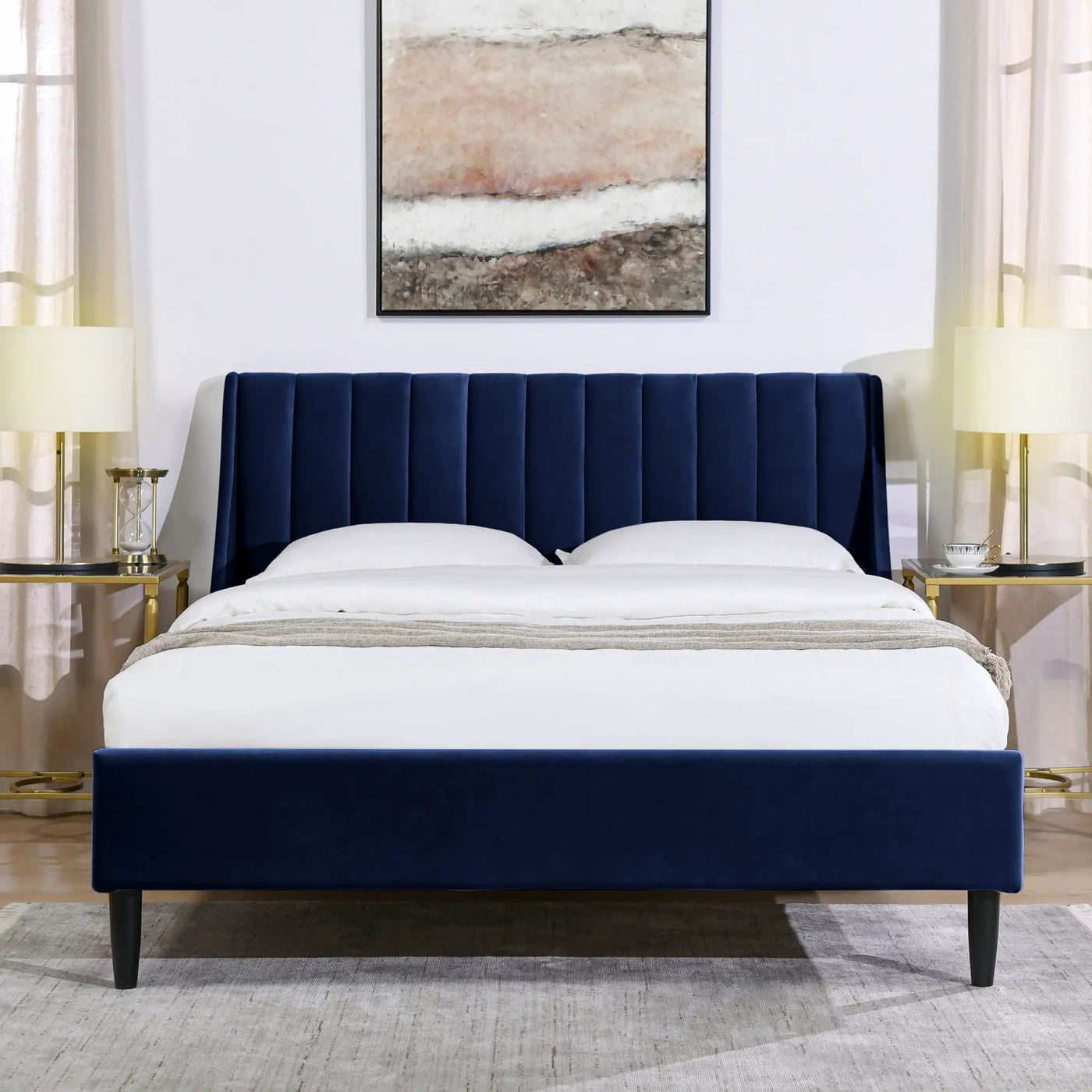 Aspen - Vertical Tufted Modern Headboard Platform Bed Set by HouseOfZazla