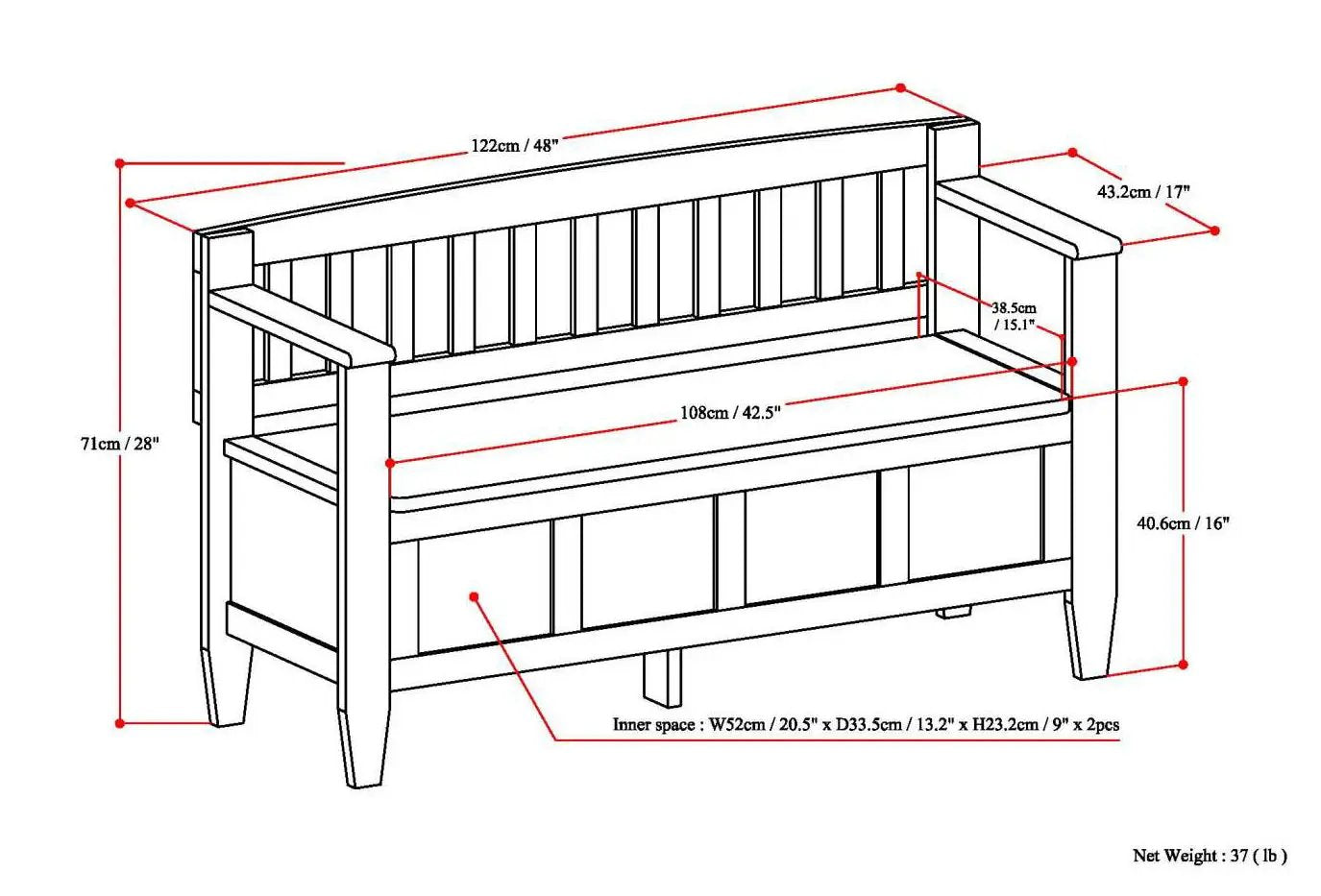 Brooklyn - Handcrafted Entryway Storage Bench by HouseOfZazla