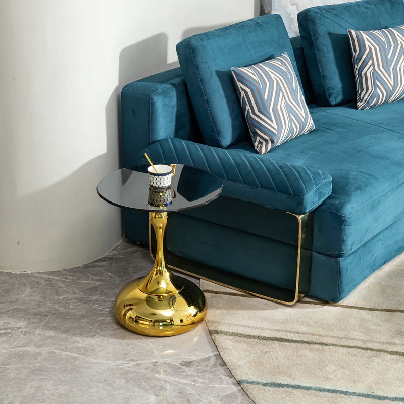 Modern Minimalist Coffee Table With Steel Legs And Tempered Glass Top by HouseOfZazla
