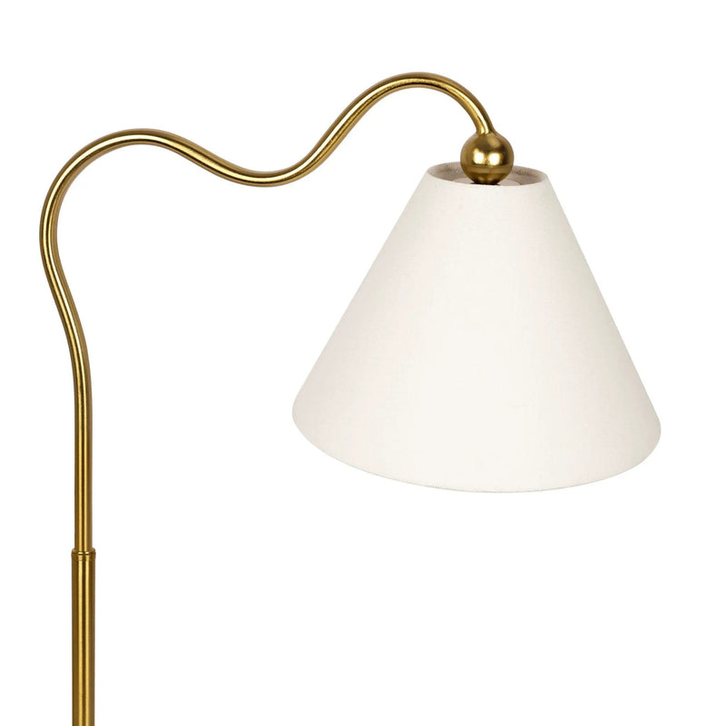 Ornate - Ring Base Curved Table Lamp With Triangle Drum Shade - Gold / White by HouseOfZazla