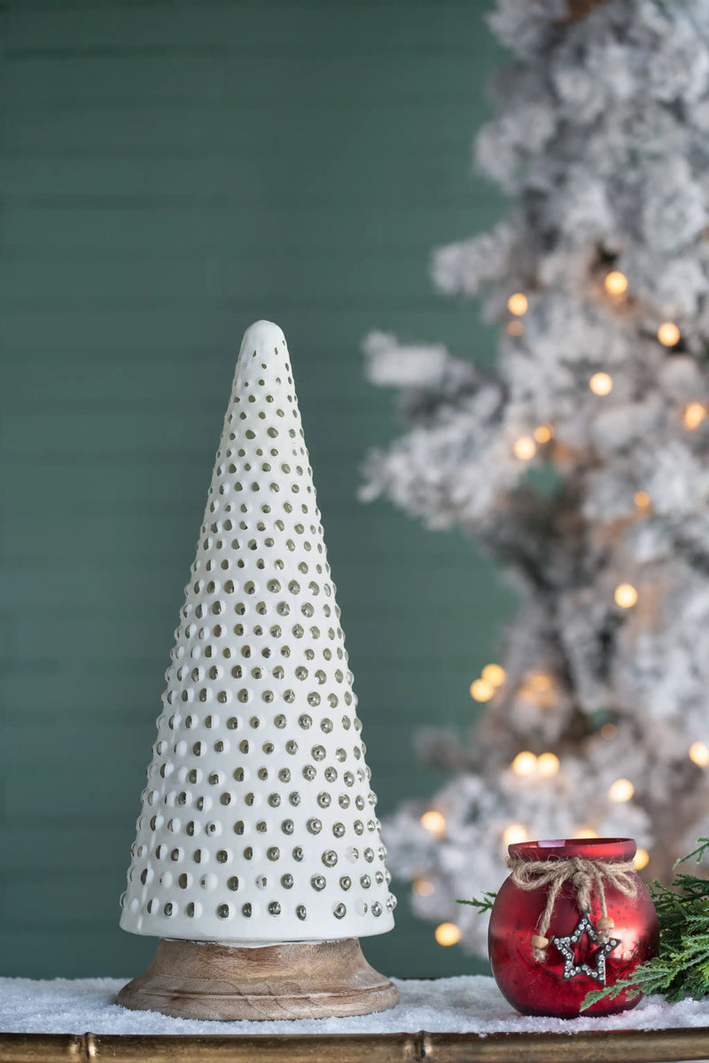 D6.7x18" Glass Christmas Cone Tree Decoration by HouseOfZazla