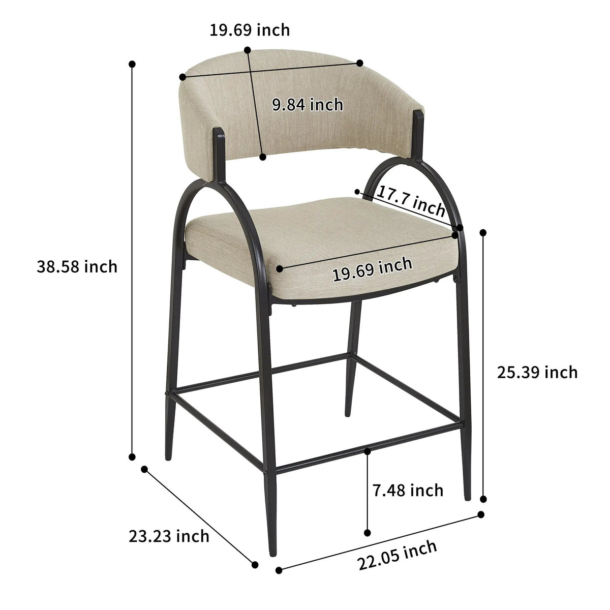 25'' Seat Height Modern Fabric Bar Stools with Back by HouseOfZazla