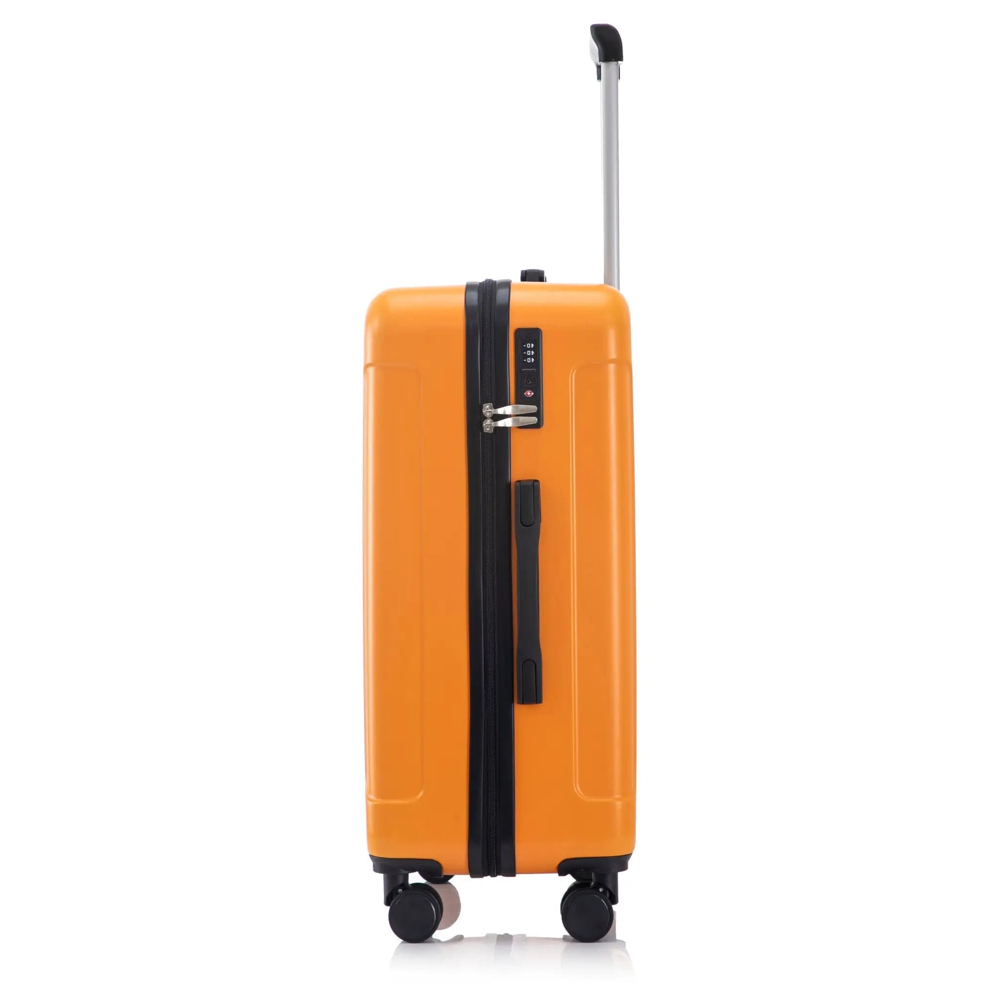 3-Piece ABS Spinner Wheel Luggage Set in Black and Orange by HouseOfZazla