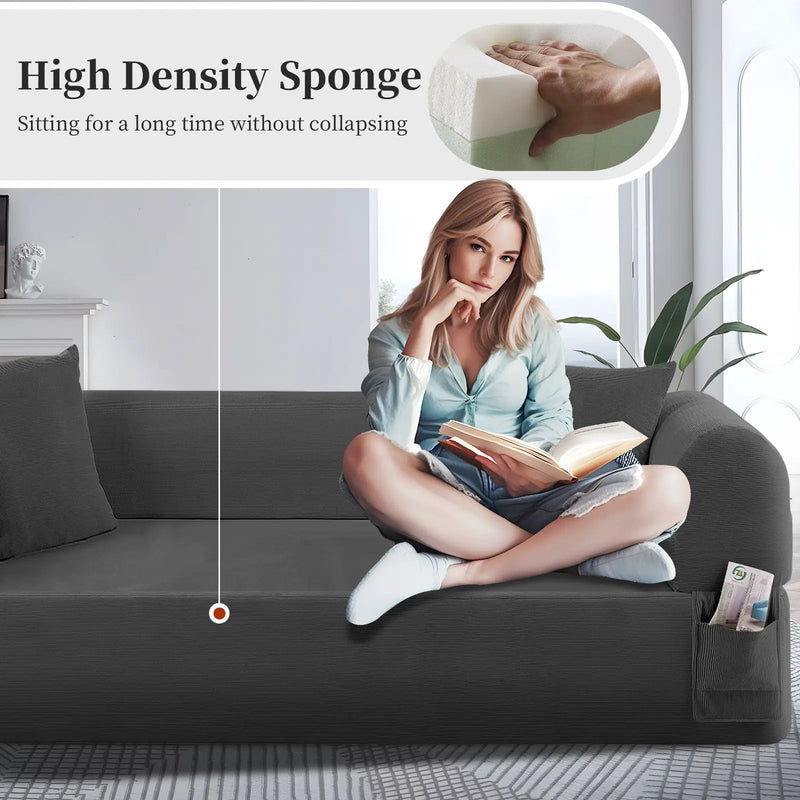 Spring Sofa with High-Quality Fabric, Pillows & Storage - Gray by HouseOfZazla