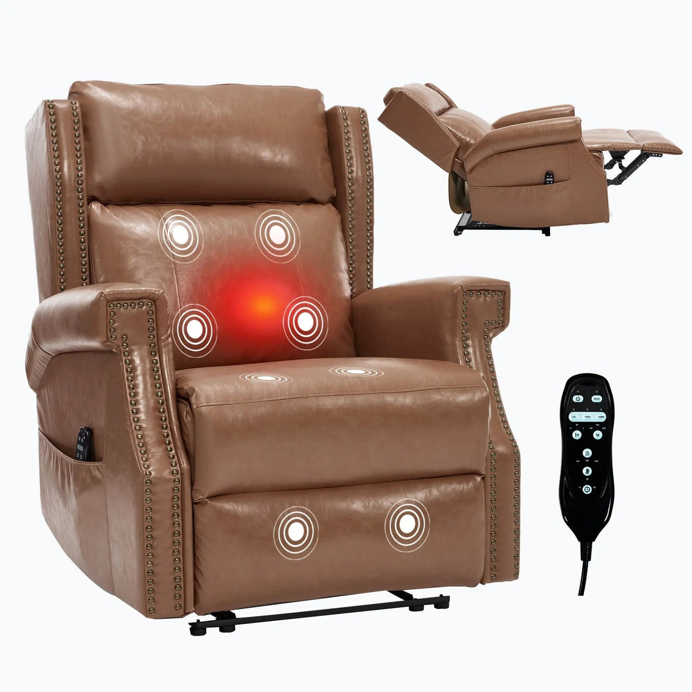 Manual Recliner Chair With Heavy Duty Motion Mechanism, 8 Vibrating Nodes And 3 Massage Modes For Living Room by HouseOfZazla