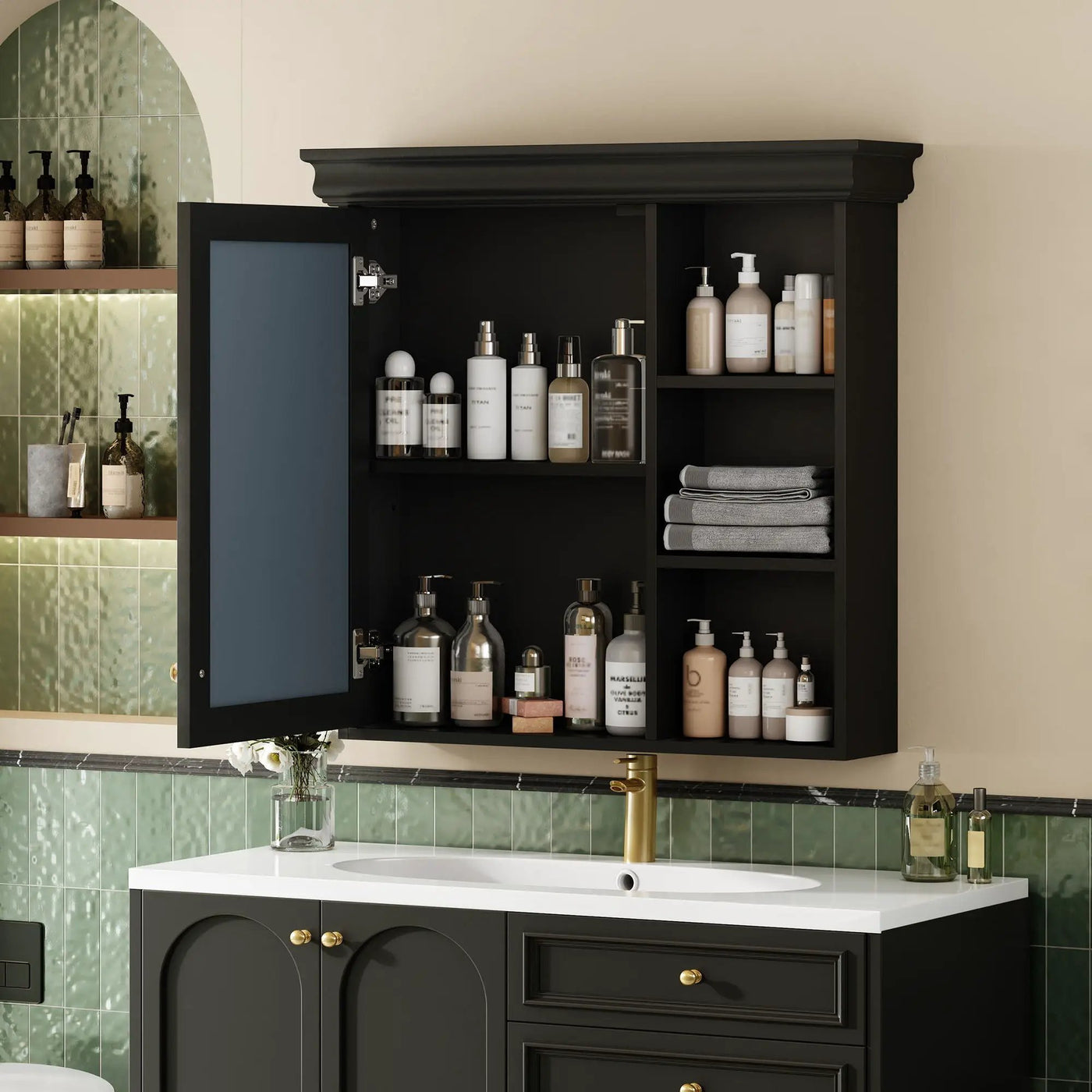 Wall Mounted Bathroom Medicine Cabinet with Mirror and Adjustable Storage by HouseOfZazla