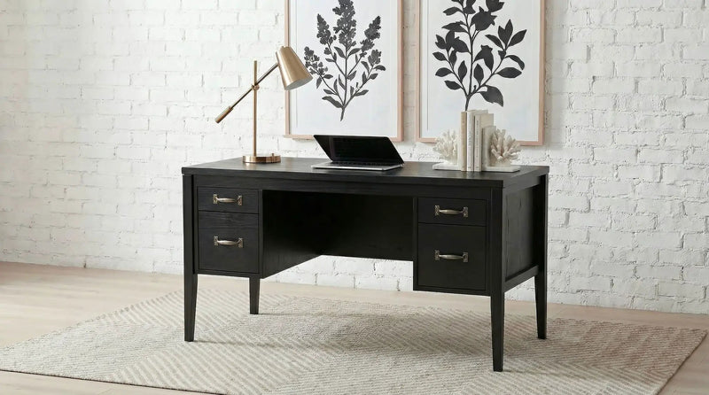 Graham 54-inch 4-drawer Double Pedestal Lift Top Computer Desk Black by Unique Piece Furniture