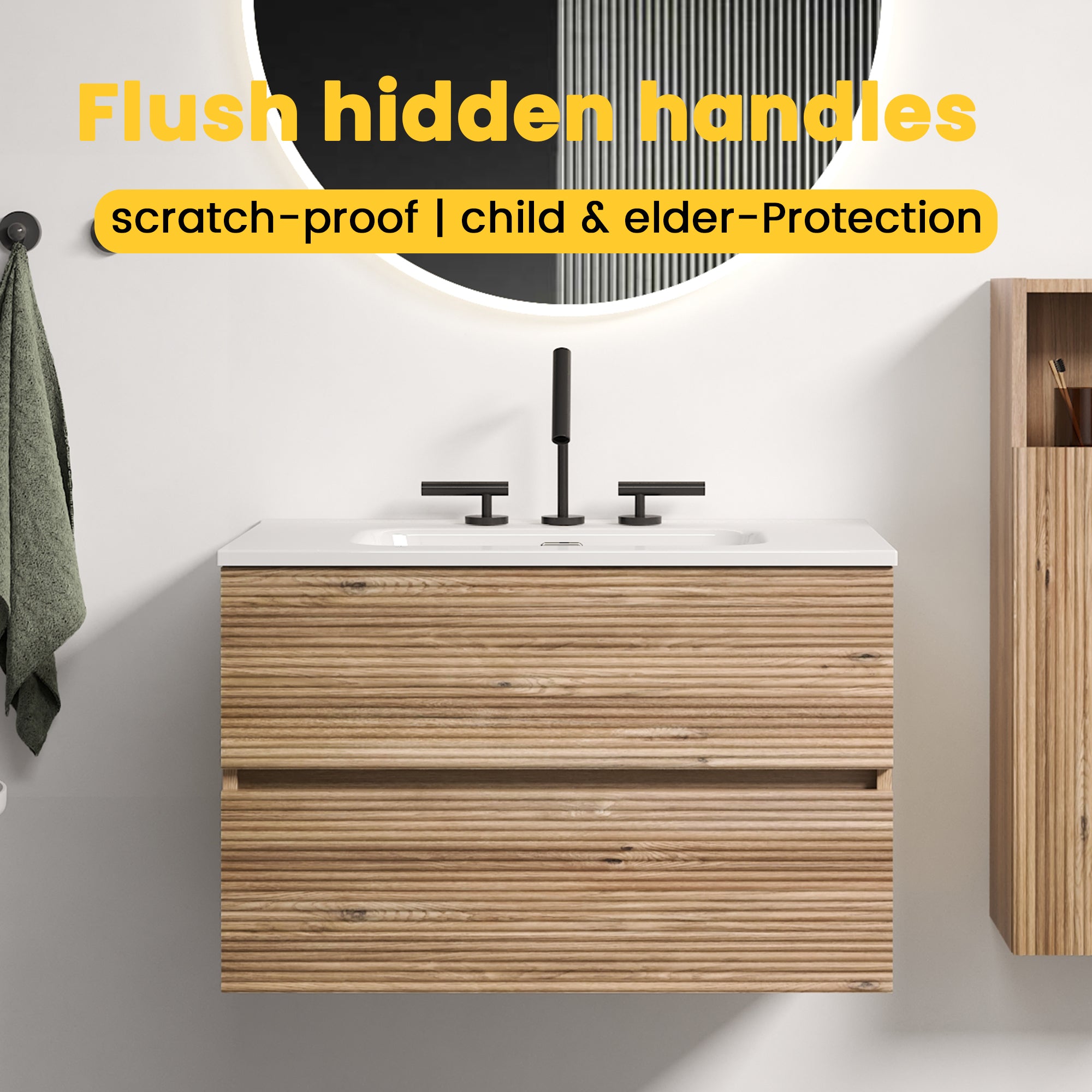 Gloria 30" Wall Mounted Rough Oak Bathroom Vanity by HouseOfZazla