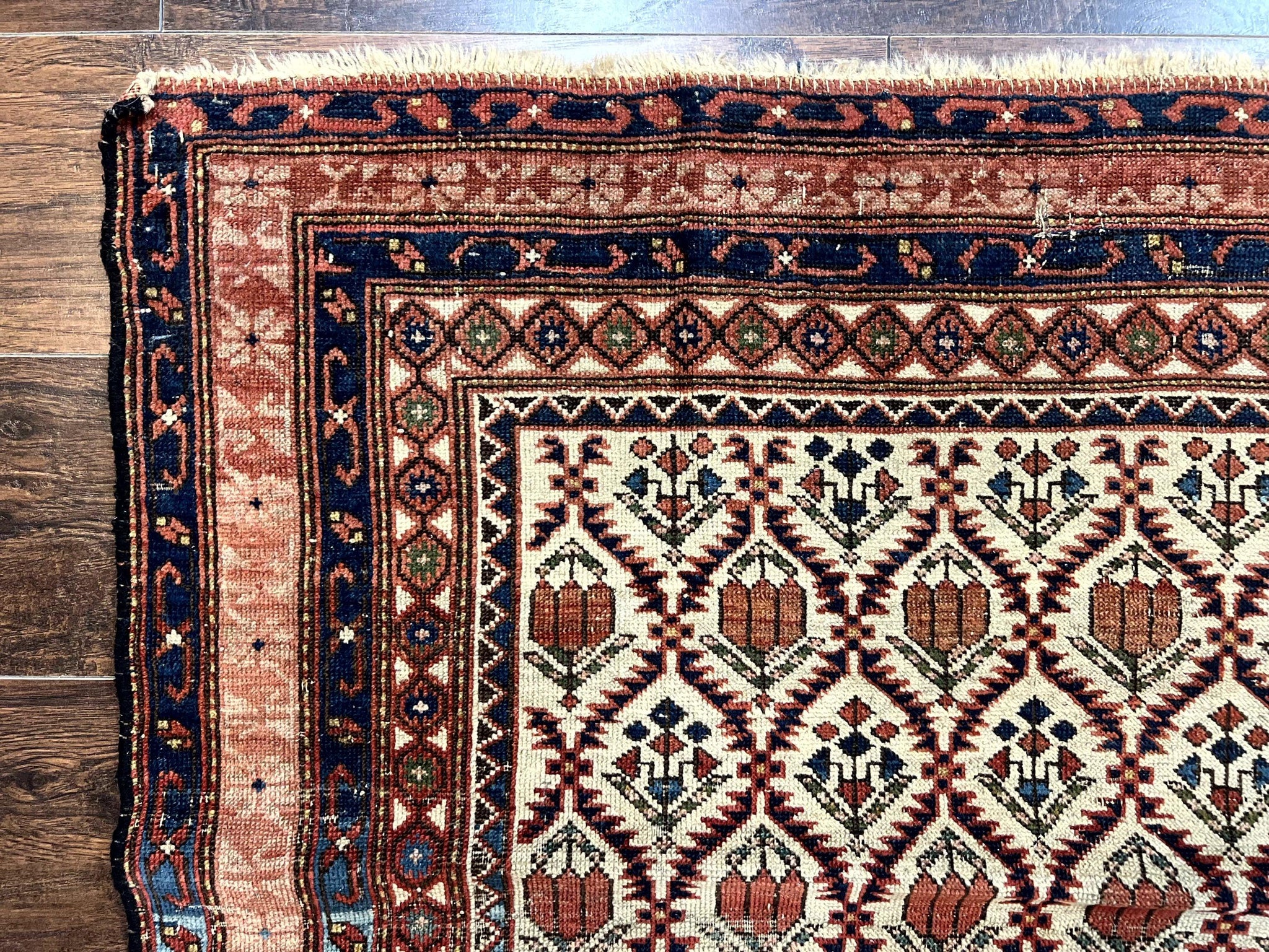 Antique Caucasian Rug 4x6, Hand Knotted Wool Carpet, Shirvan Rug by Jewel Rugs