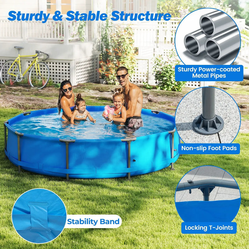 690/978/1158/1617 Gal Outdoor Family Swimming Pool with Metal Frame by DirectDeals