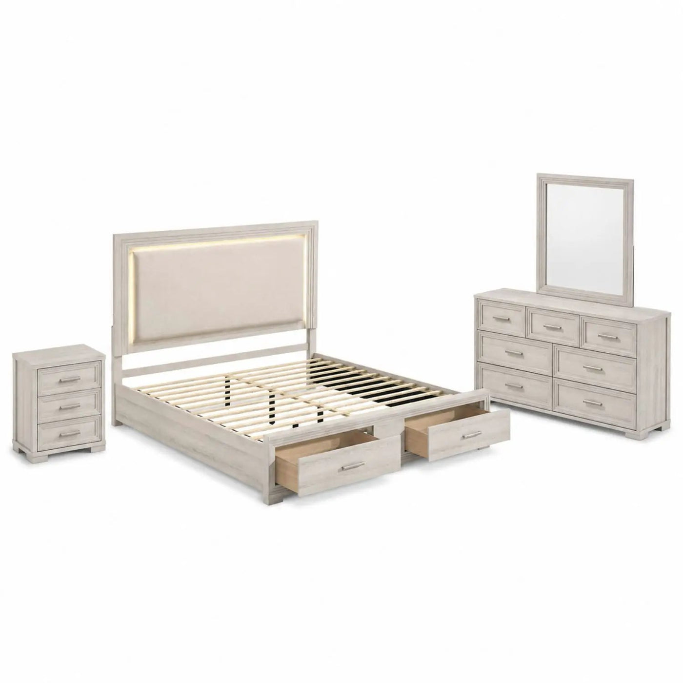 Colorado - Bedroom Set With Upholstered LED Headboard by HouseOfZazla