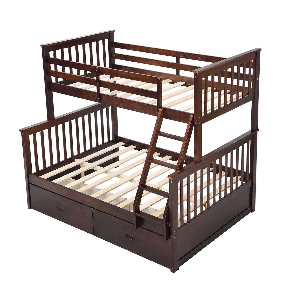 Twin over Full Bunk Bed with Ladder and Safety Guard Rails – Dark Gray or Dark Brown, photo 26 of 40