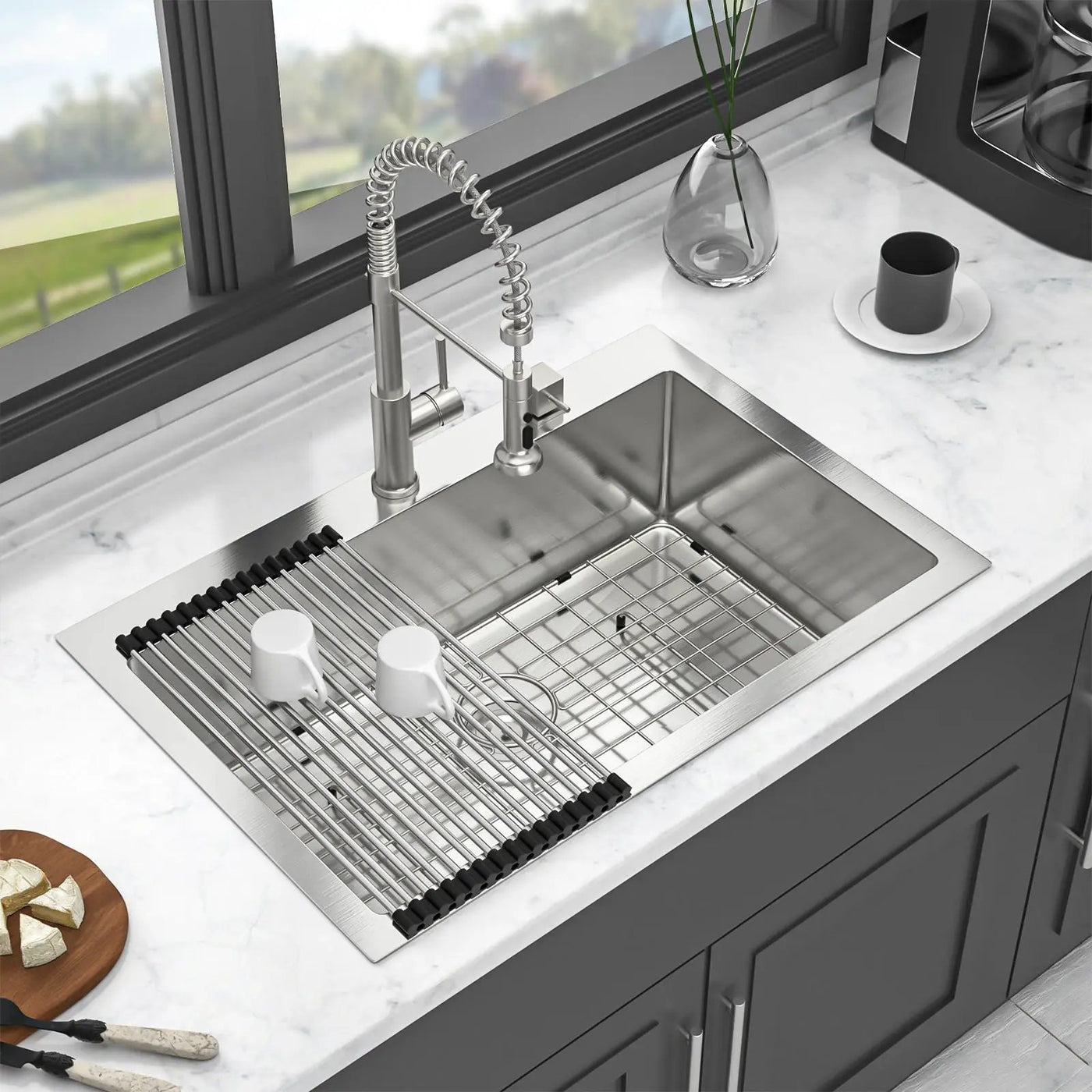 Kitchen Sink Drop In, Stainless Steel Single Bowl, Topmount by HouseOfZazla