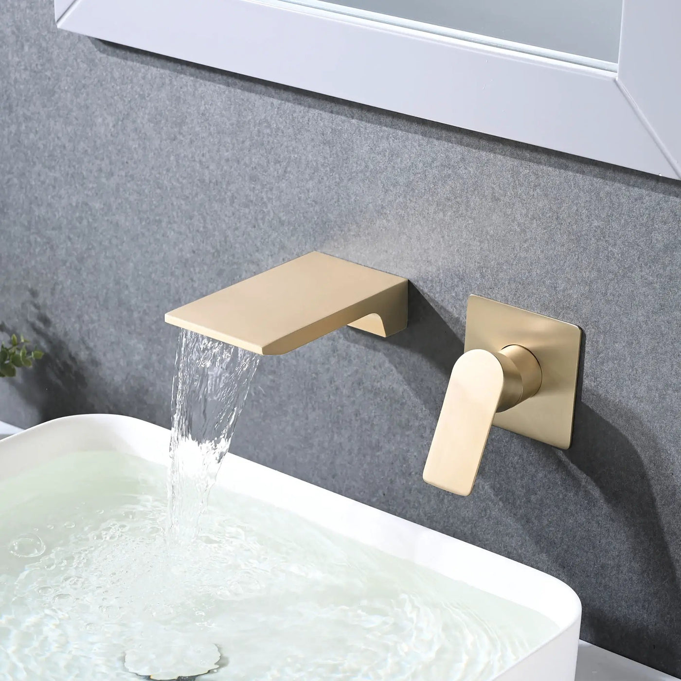 Modern Wall Mount Bathroom Sink Faucet With Waterfall Spout by HouseOfZazla
