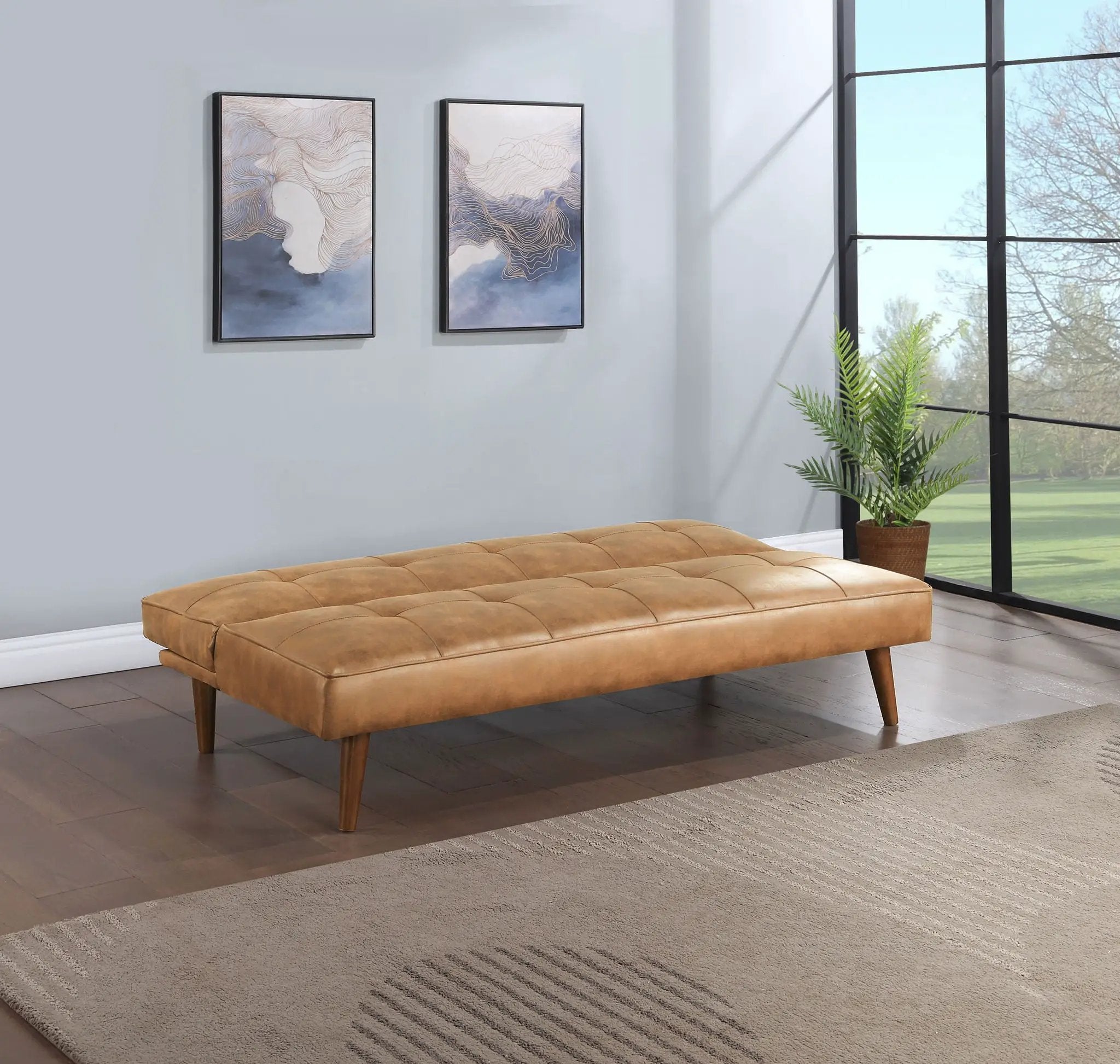 Jenson Upholstered Tufted Convertible Sofa Bed Saddle Brown by Unique Piece Furniture