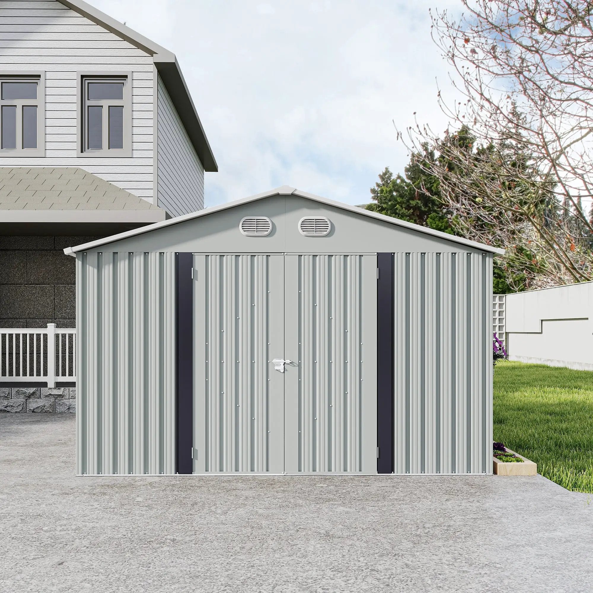 10x12 FT Outdoor Metal Storage Shed by HouseOfZazla