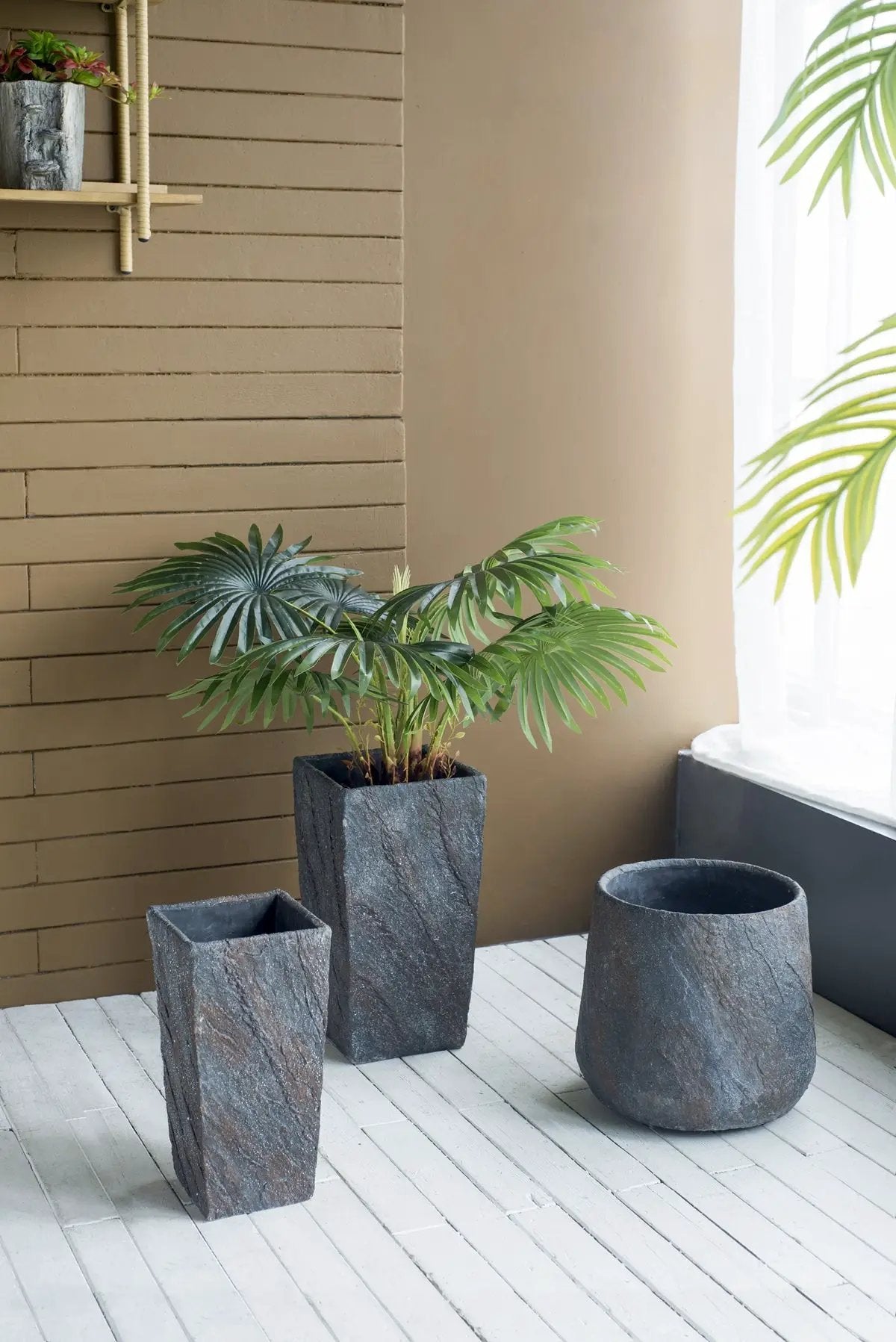 9.4x9.4x18.1" Cement Planter Large by HouseOfZazla