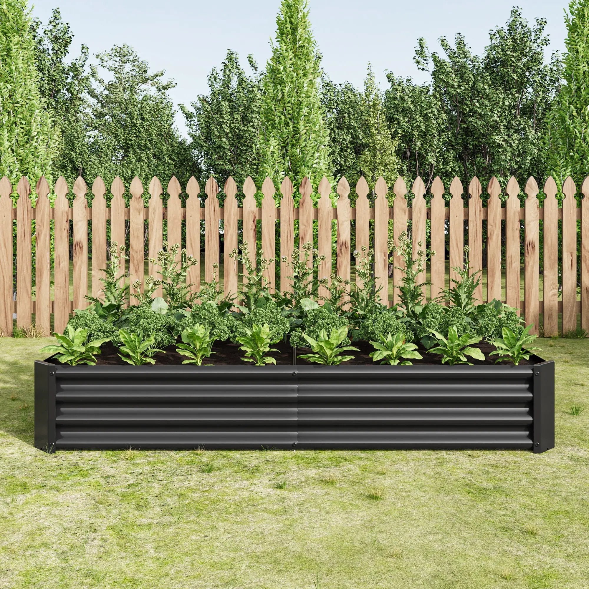 Raised Garden Bed Outdoor 6×3×1 ft Metal Raised Rectangle Planter Bed by HouseOfZazla