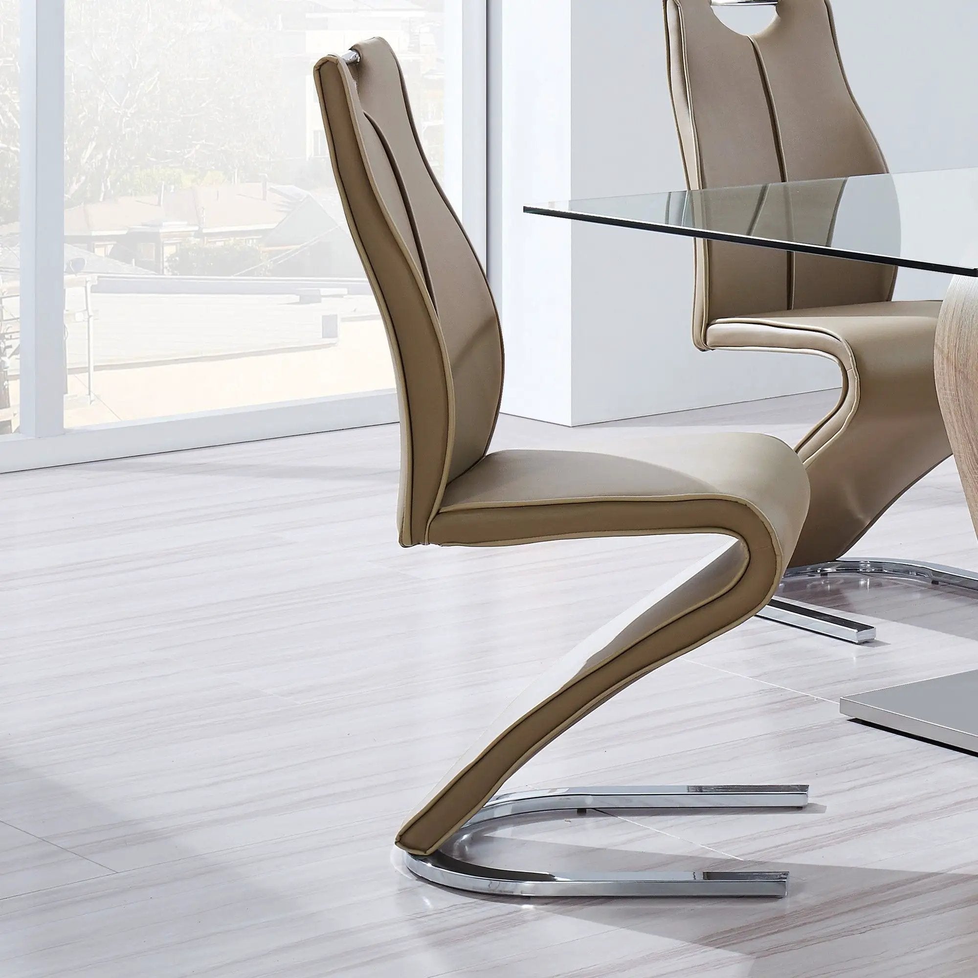 Tony - Dining Chairs (Set of 2) - Brown / Beige