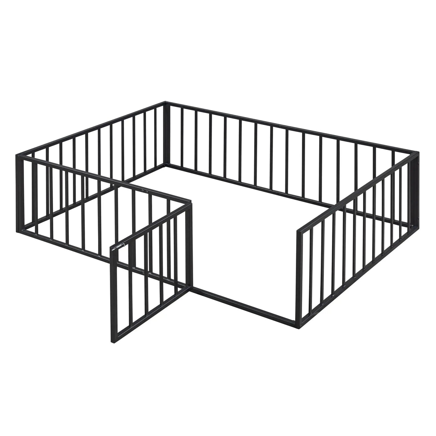 Metal Floor Bed Frame With Fence And Door by Unique Piece Furniture