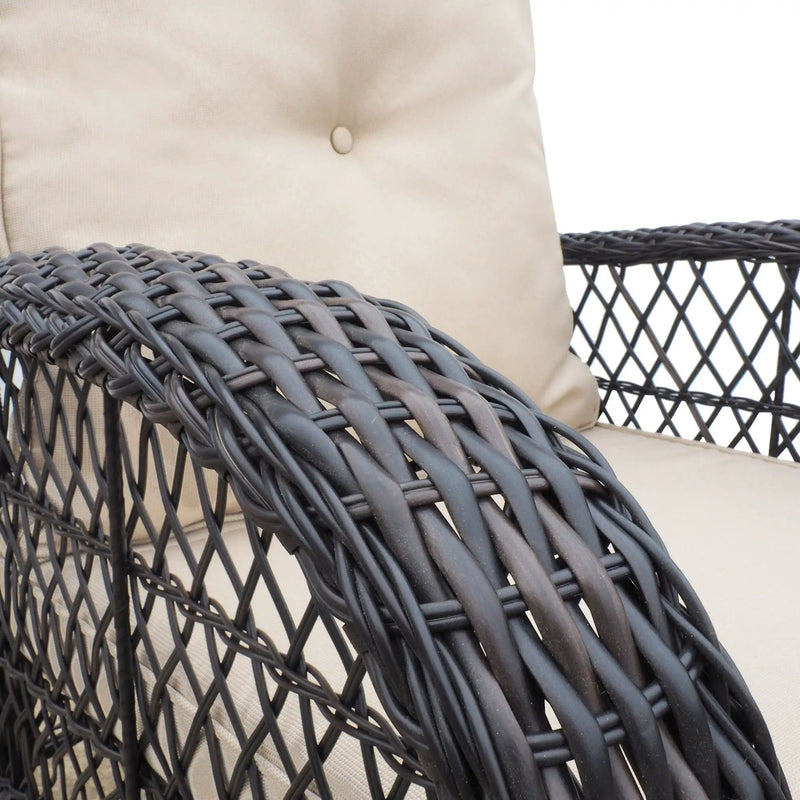 Garden Rocking Chair, Outdoor Rattan Rocker Chair With All-Weather Hand-Woven Resin Wicker, Patio Relaxing Lounge Furniture With Powder-Coated Metal Frame For Backyard, Porch - Brown / Beige by HouseOfZazla