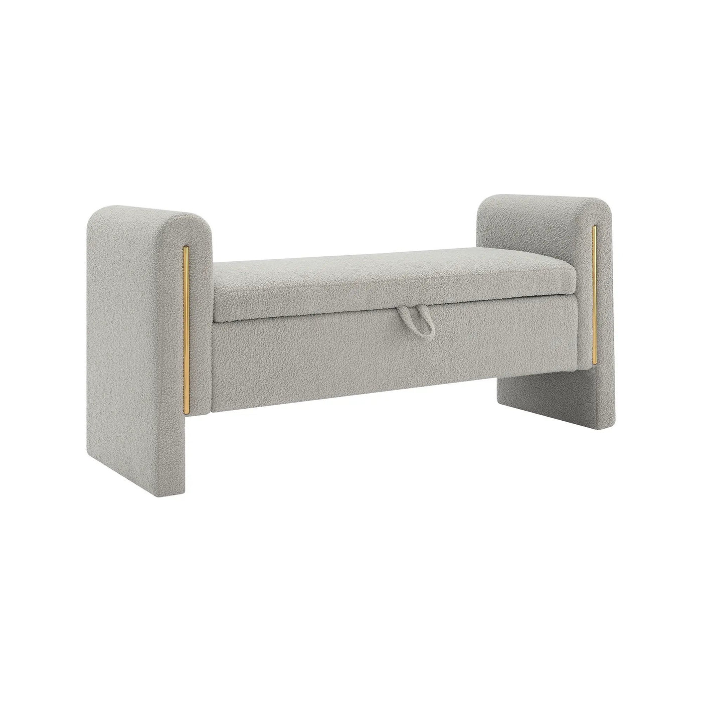 Modern Teddy Upholstered Large Bed End Bench With Arms And Storage by HouseOfZazla