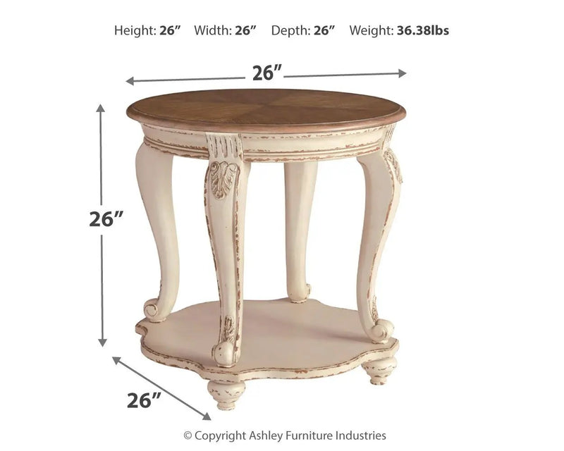 Realyn - Round End Table - White / Brown by Unique Piece Furniture