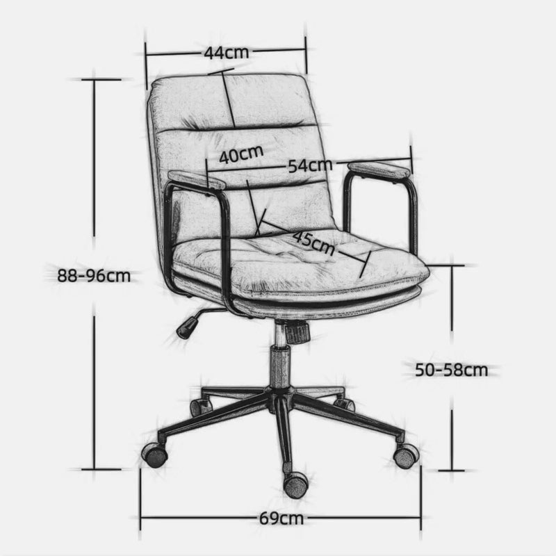 Office Chair, Mid Back Home Office Desk Task Chair With Wheels And Arms Ergonomic Computer Rolling Swivel Chair With Padded Armrest by HouseOfZazla