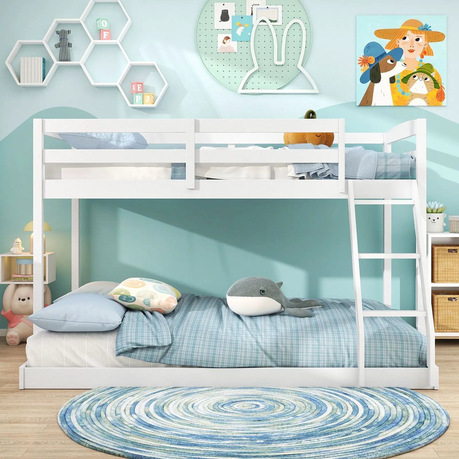 Twin Over Full Bunk Bed Low Floor Bunk Bed Frame by DirectDeals