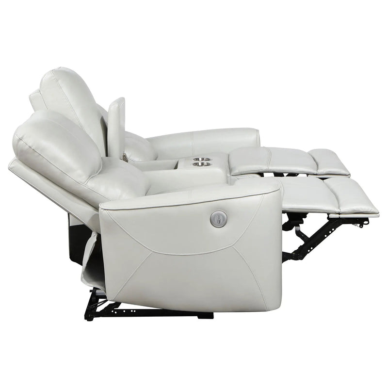Greenfield Upholstered Power Reclining Loveseat Dove Grey by Unique Piece Furniture