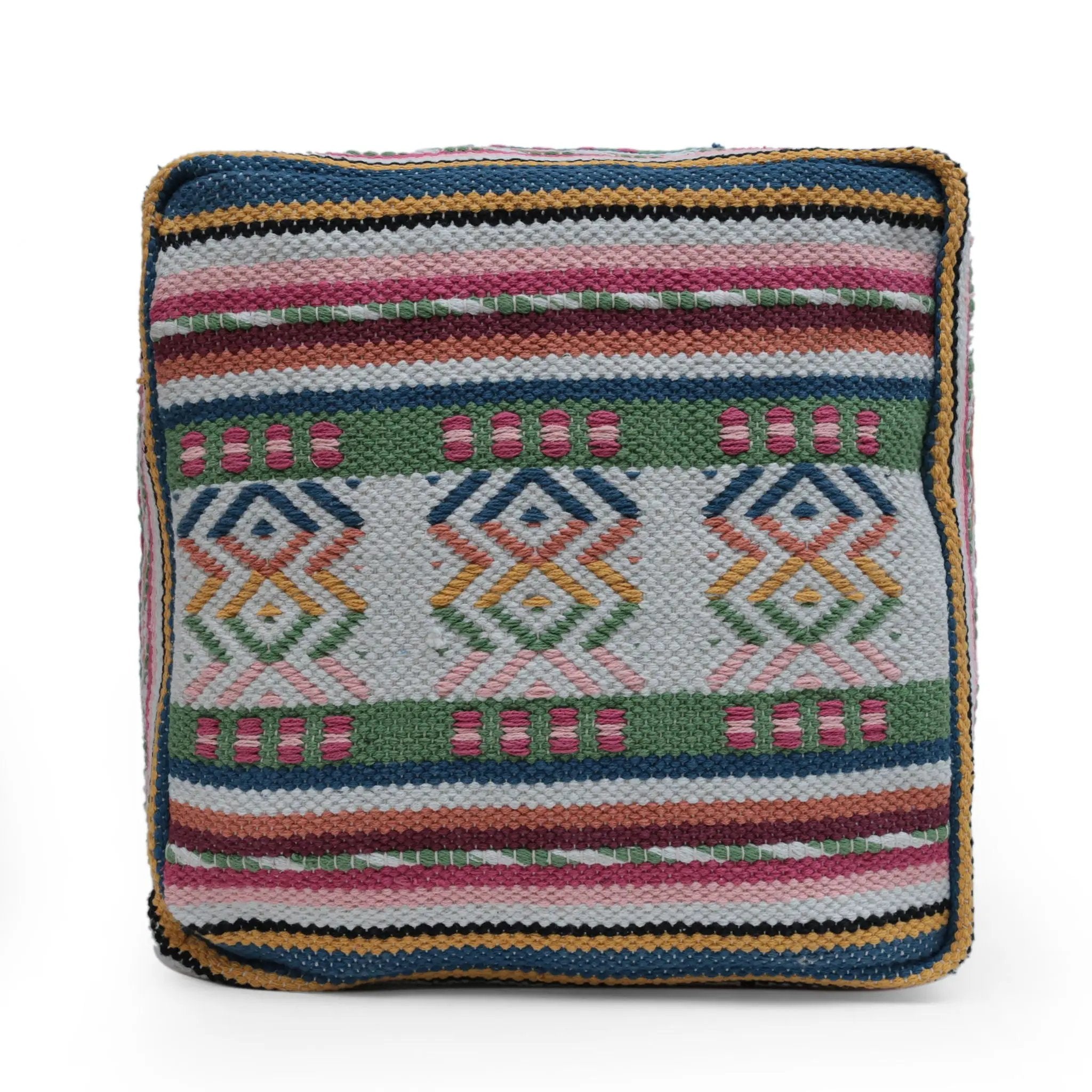 Inca - Handcrafted Peruvian Print Square Pouf Ottoman - Multicolor by Unique Piece Furniture