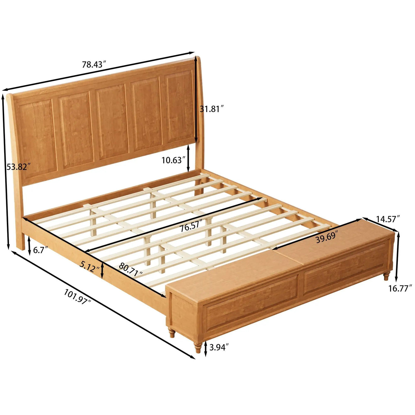 Sleigh Bed Frame With Tall Headboard And Storage Bench by HouseOfZazla