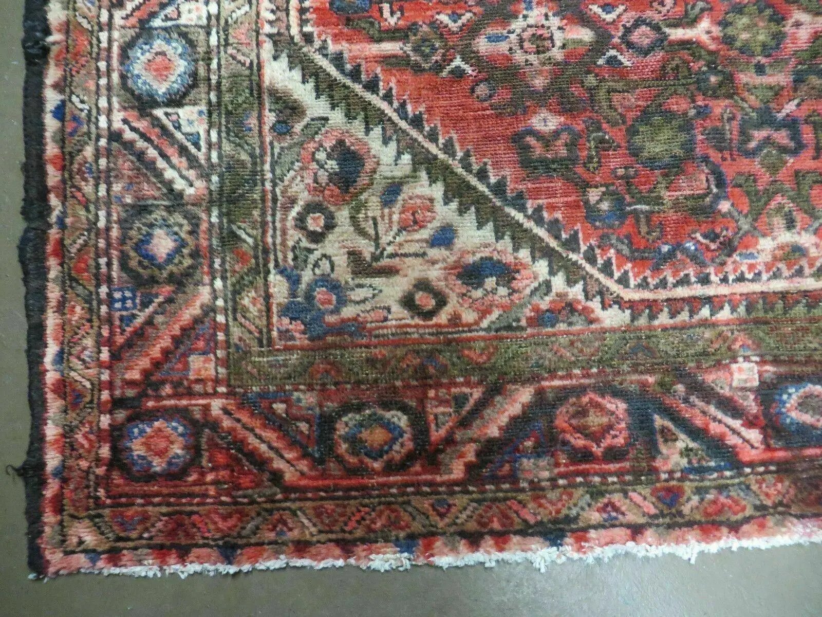 5' 6" X 10' Antique Handmade India Floral Oriental Wool Rug Veg Dyes Red Nice by Jewel Rugs