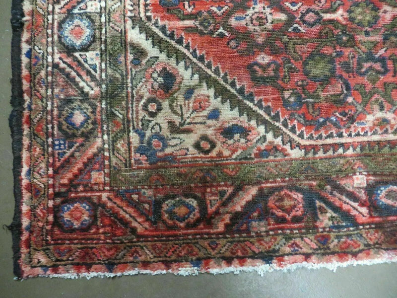 5' 6" X 10' Antique Handmade India Floral Oriental Wool Rug Veg Dyes Red Nice by Jewel Rugs