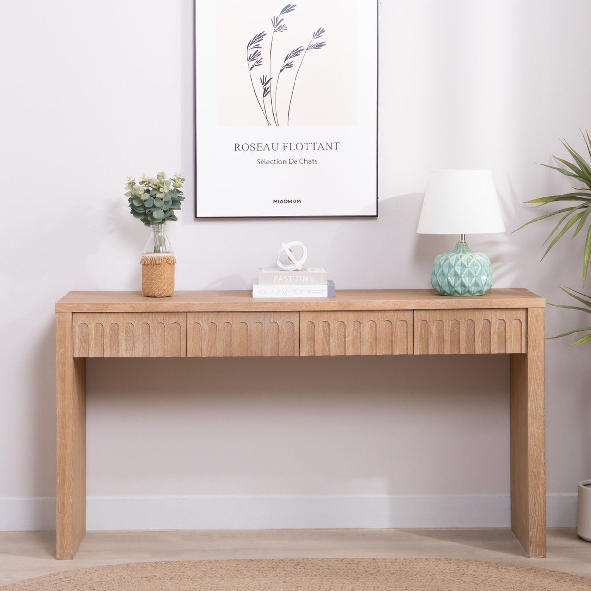 Modern Console Table with 4 Drawers - Wood Finish, photo 6 of 8
