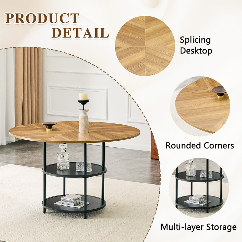 47.3-Inch Diameter Modern Splicing Circular Dining Table by HouseOfZazla