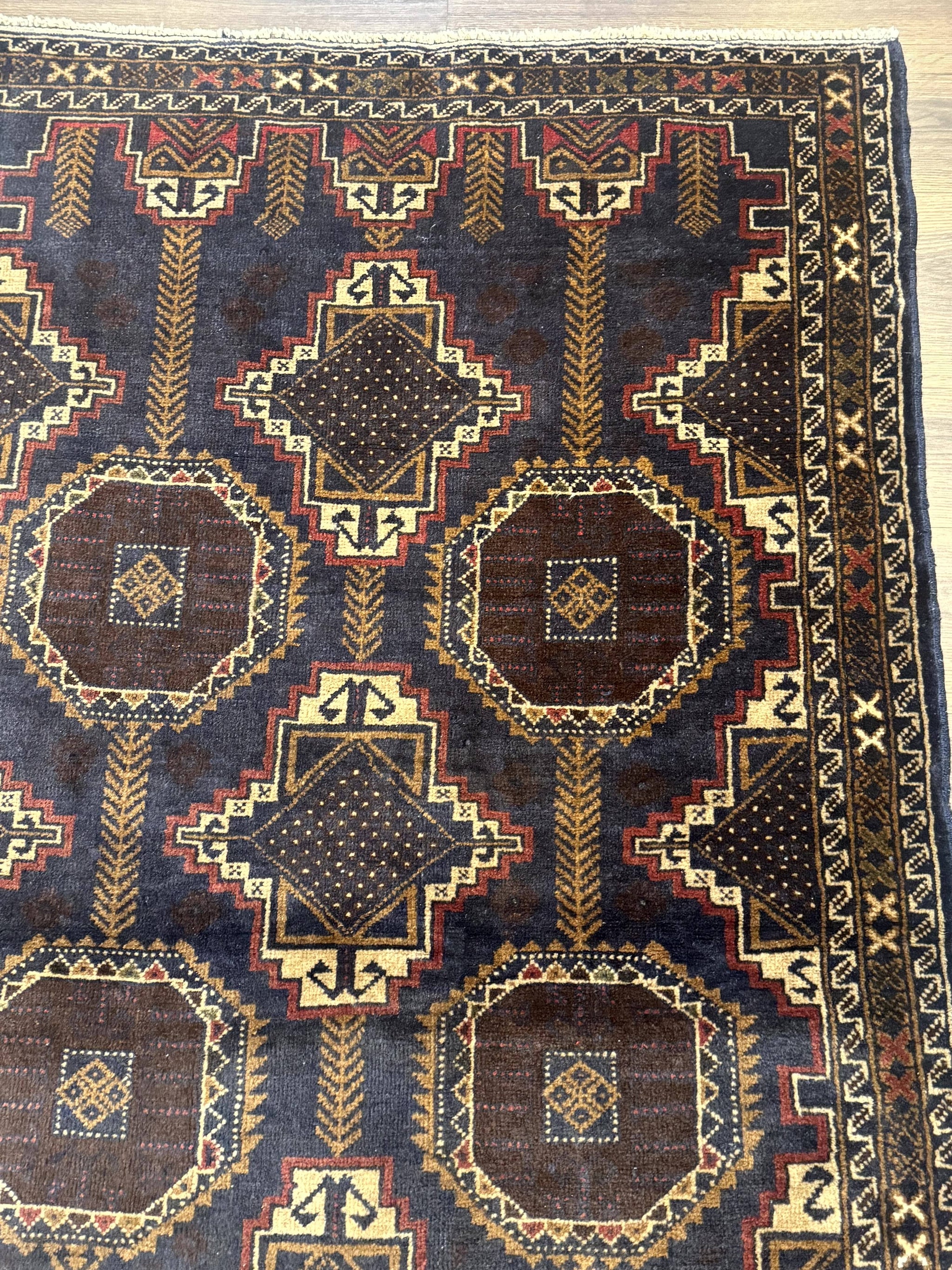 Navy Blue Afghan Balouch Rug 4x6, Handmade, New by Jewel Rugs