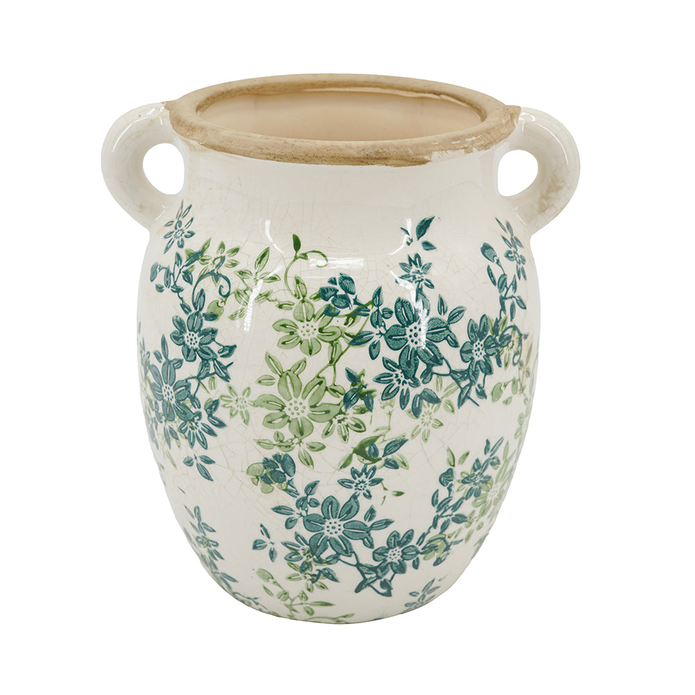 Floral Twin-Handle Vase with Wildflower Design - Ivory, photo 4 of 10