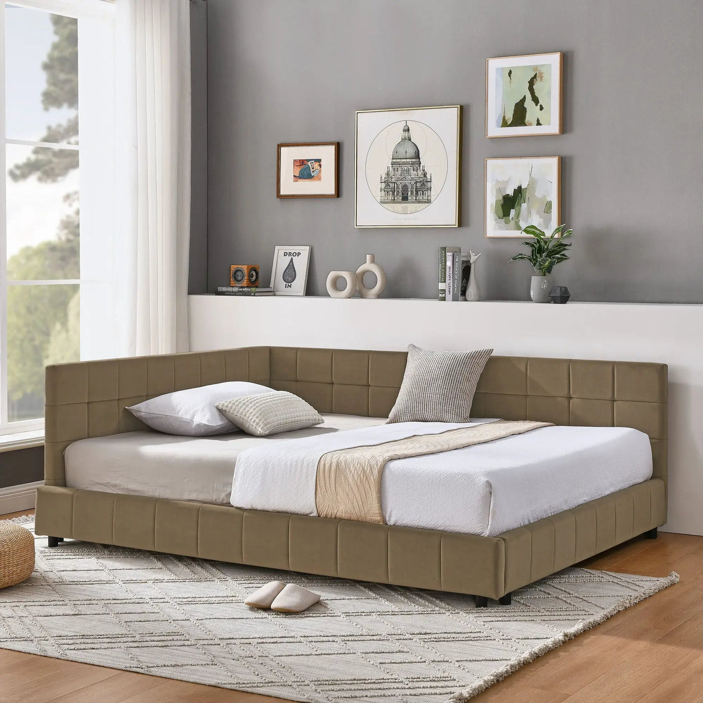 Upholstered Bed Frame With Tufted Backrest And Armrests by HouseOfZazla