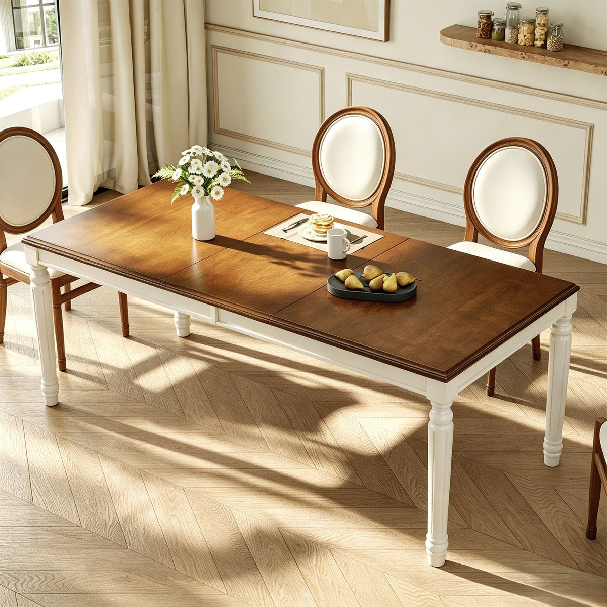 Traditional Rectangular Dining Table with Solid Wood Base - Natural Finish, photo 8 of 10