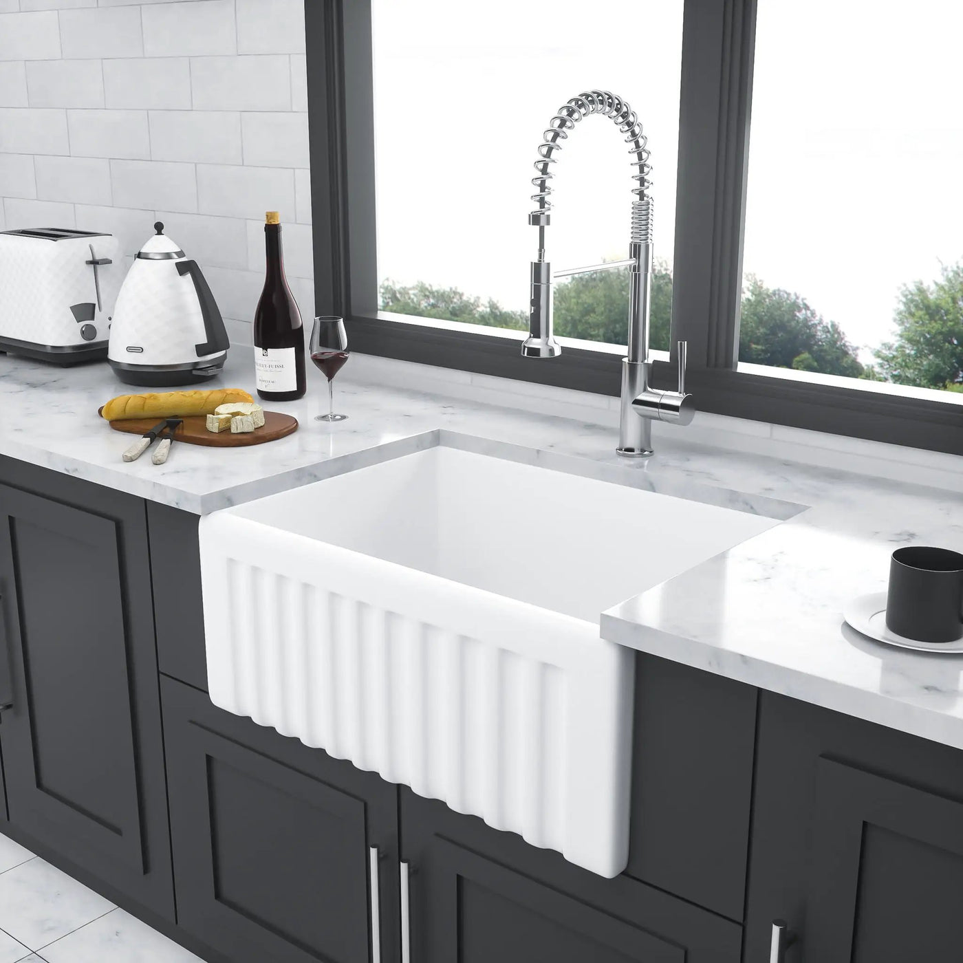 Apron Front Reversible Single Bowl Kitchen Sink & Grid And Strainer by HouseOfZazla
