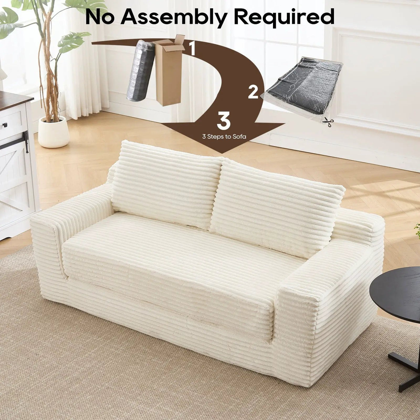 Convertible Loveseat Sofa Bed With Memory Foam & Steel Frame by Unique Piece Furniture