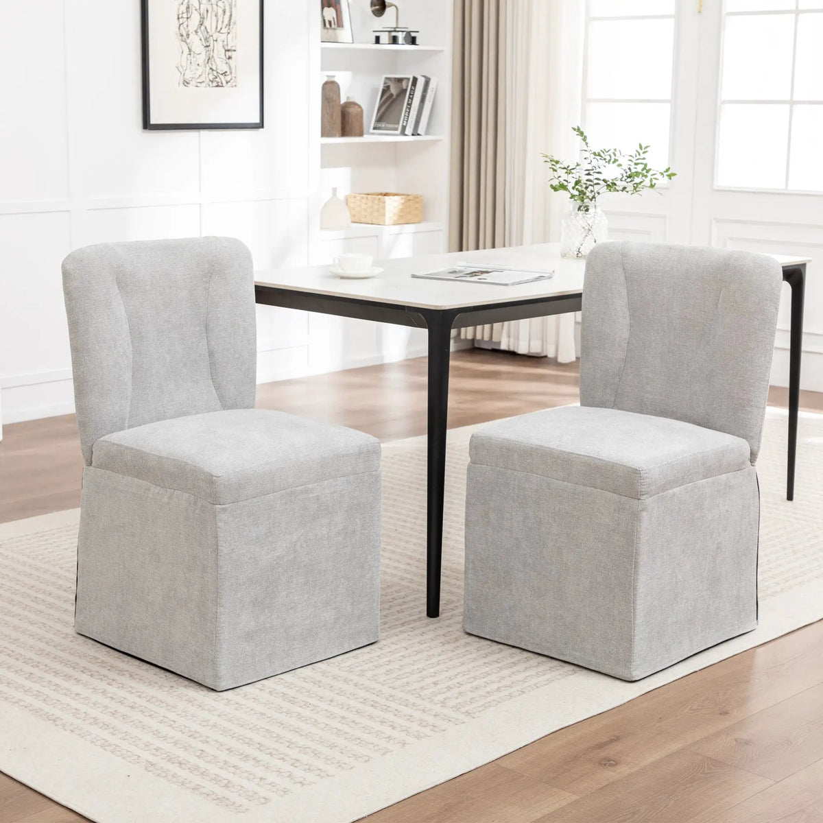 Linen Dining Chairs - Modern Fabric Side Chairs for Dining Room by HouseOfZazla