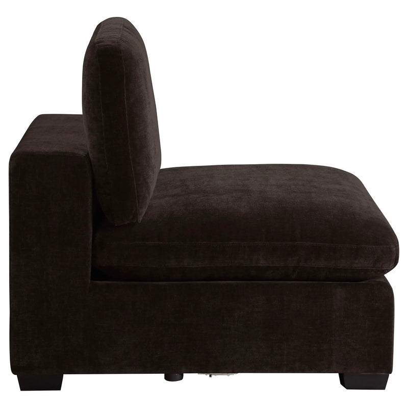 Lakeview Upholstered Armless Chair Dark Chocolate by Unique Piece Furniture