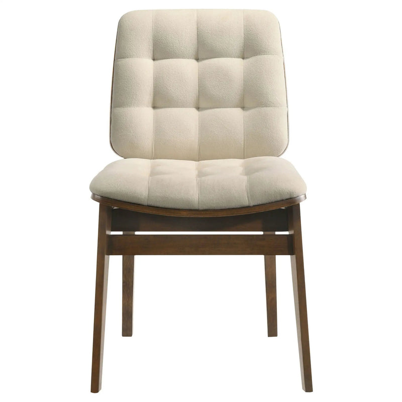 Redbridge Velvet Upholstered Side Chair Cream and Walnut (Set of 2) by Unique Piece Furniture