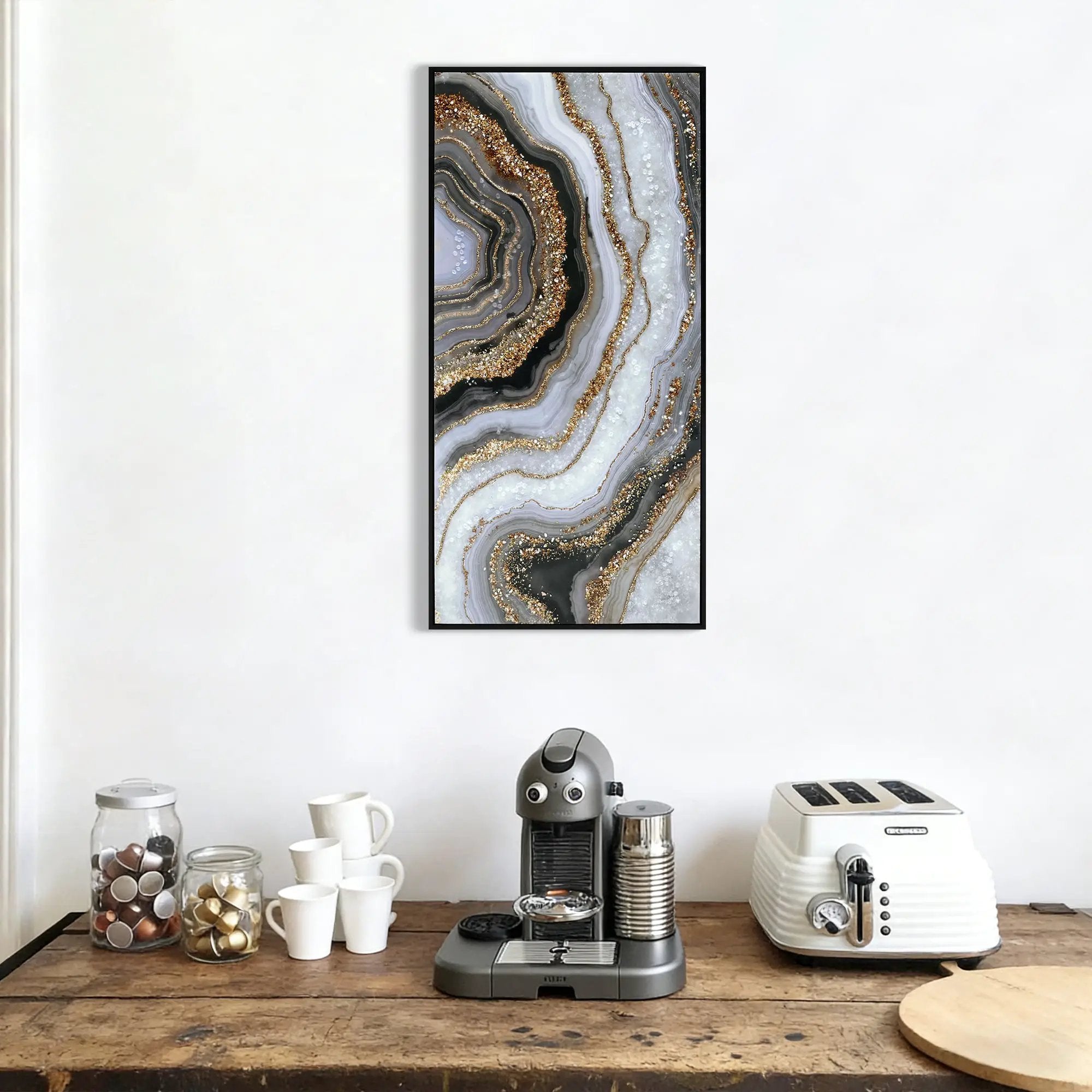 Canvas Painting Wall Art Framed Abstract Modern Decor 20x40 Inches by HouseOfZazla
