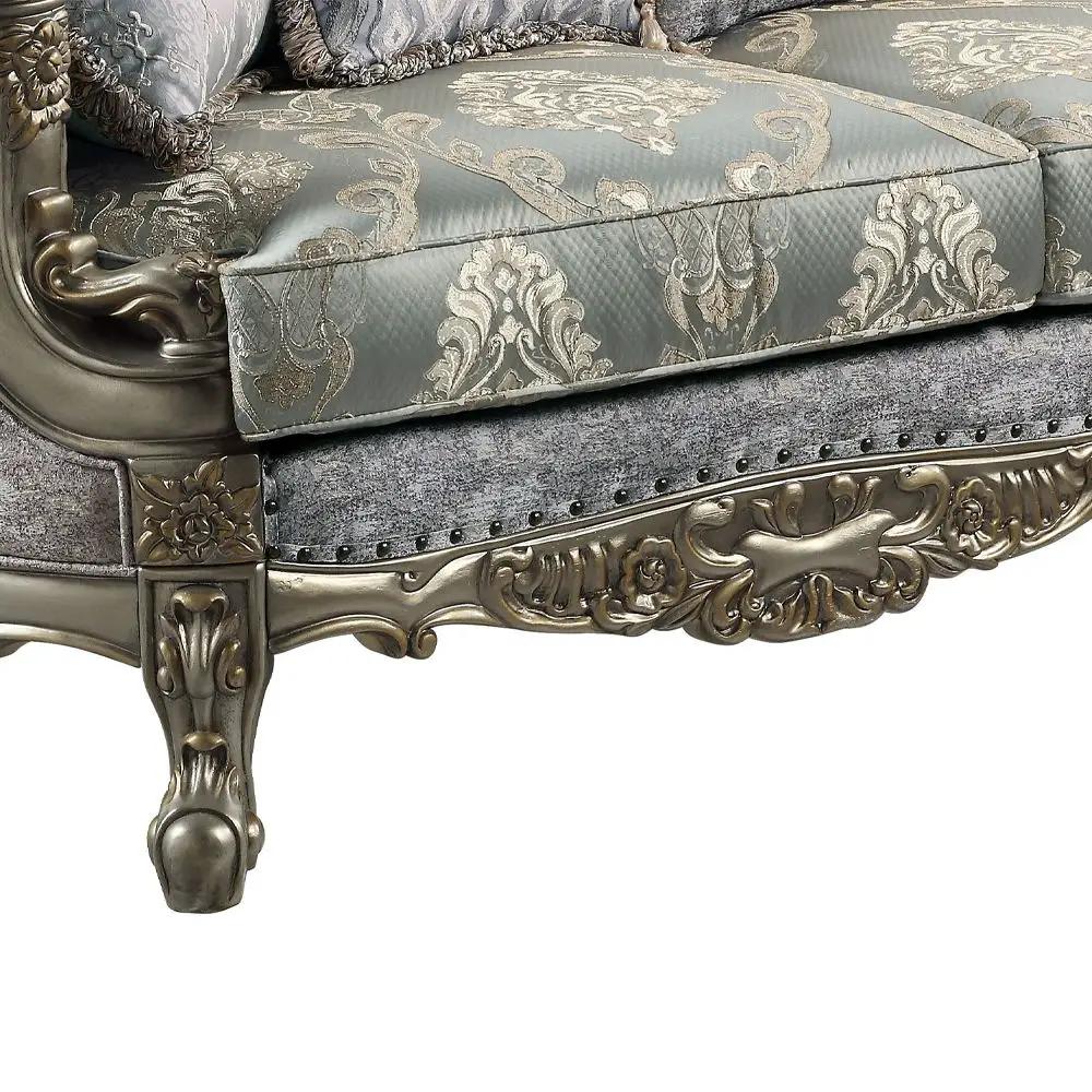 Miliani - Loveseat With 3 Pillows - Fabric & Antique Bronze by Unique Piece Furniture