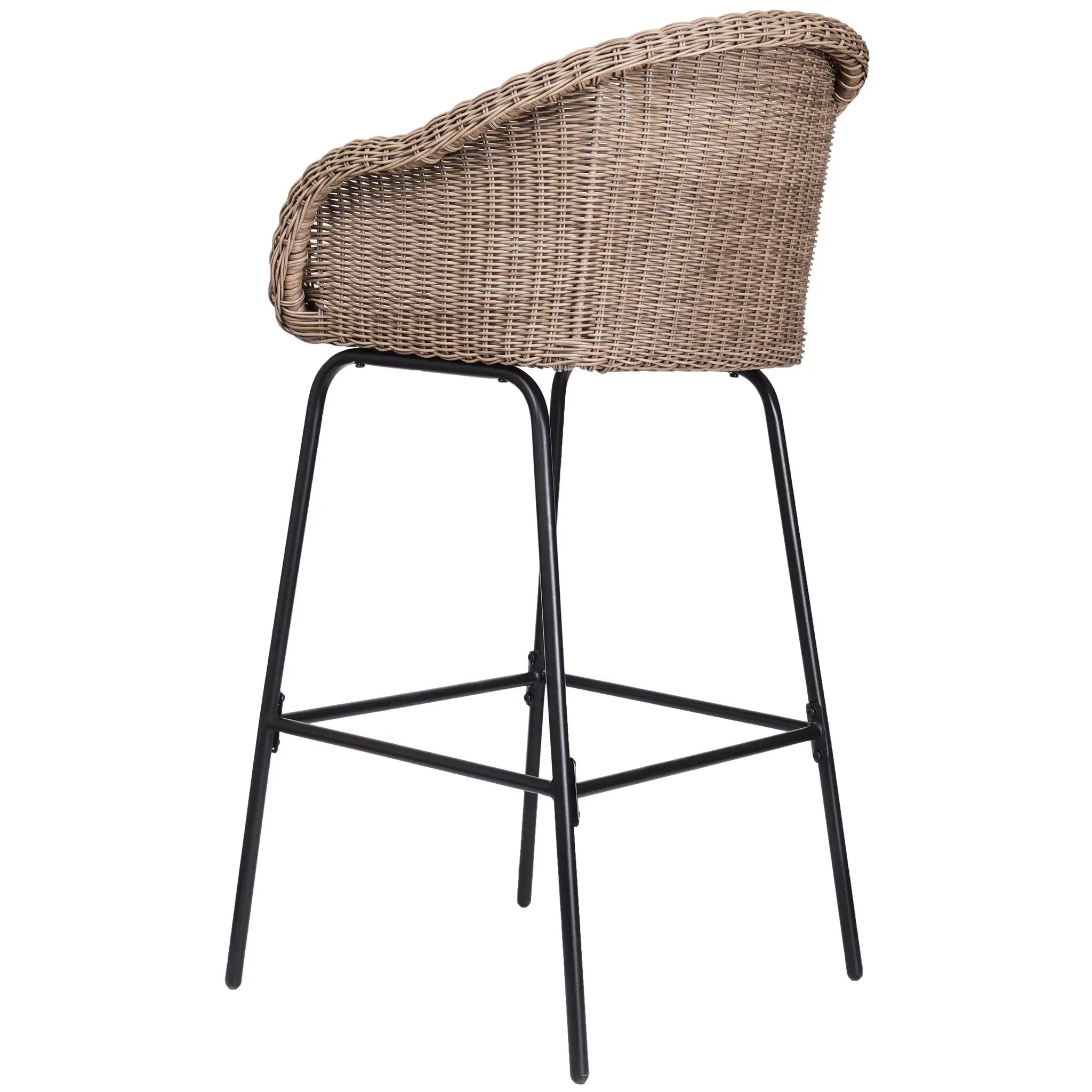 Ladd Outdoor Metal Wicker Barstool Set of 2 by HouseOfZazla