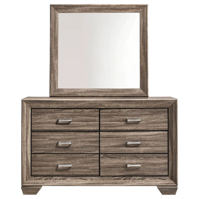 Kauffman 6-drawer Dresser with Mirror Washed Taupe by Unique Piece Furniture